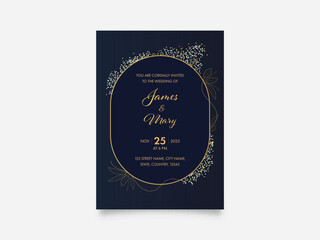 Wedding Invitation Card Template Design with Event Details for Ready to Print.