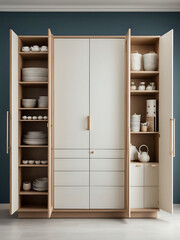  White colour wardrobe with a wardrobe,AI generated 