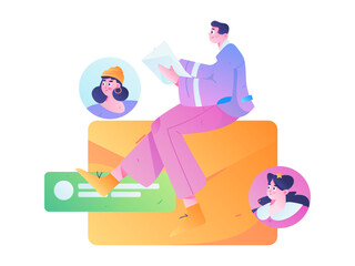 Person interviewing for job flat vector concept operation hand drawn illustration
