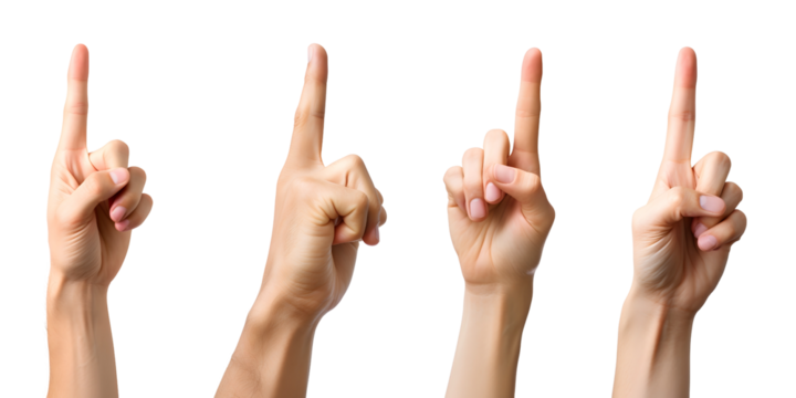 Male Hand Pointing Upward, Gesture of number one, asking attention