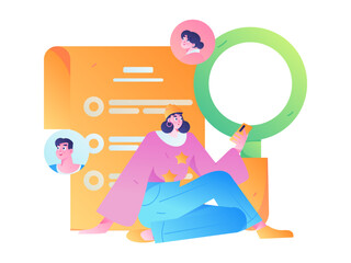 Person interviewing for job flat vector concept operation hand drawn illustration
