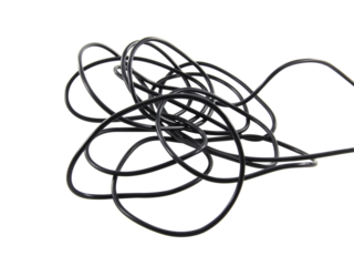 black wire cable of usb and adapter isolated on white background.Electronic Connector.Selection focus.