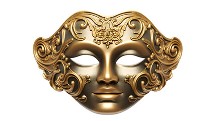 Golden Venetian Masquerade Opera Mask on Transparent Background