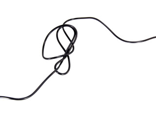 black wire cable of usb and adapter isolated on white background.Electronic Connector.Selection...