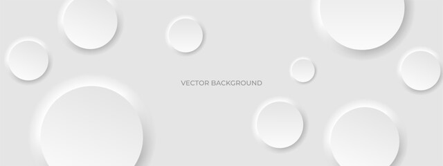 White modern neomorphism abstract background. Abstract 3D circle white wallpaper. Background with neomorphism circles. Vector EPS 10