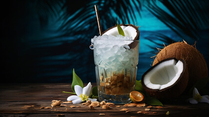 Tropical cocktail with coconut