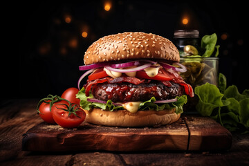  food photograph of a delicious creative abstract hamburger 