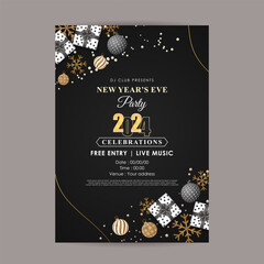 Vector illustration of New Year Party Invitation social media feed template