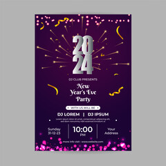 Vector illustration of New Year Party Invitation social media feed template