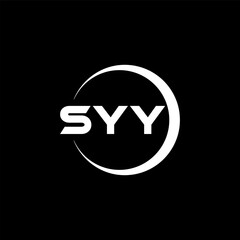 SYY letter logo design with black background in illustrator, cube logo, vector logo, modern alphabet font overlap style. calligraphy designs for logo, Poster, Invitation, etc.