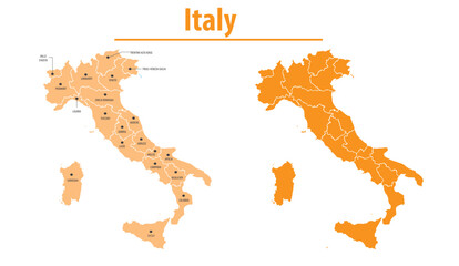 Italy map illustration vector detailed italy  map with all state names