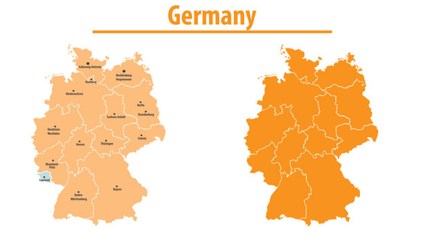 Germany map. illustration vector detailed Germany map with all state names