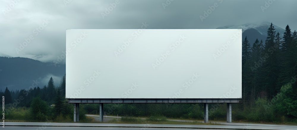 Poster large white sign on road copy space image place for adding text or design