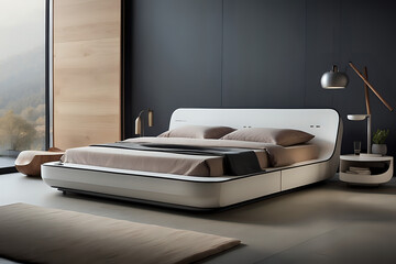  White interior of a bedroom,AI generated 