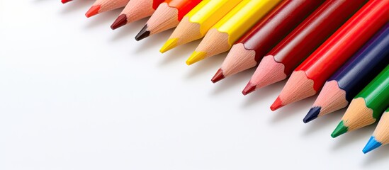 Leadership concept illustrated with color pencils on white background top view Copy space image Place for adding text or design