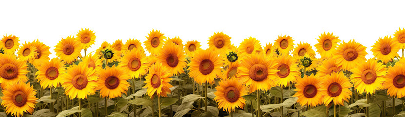 Picturesque sunflower field, cut out