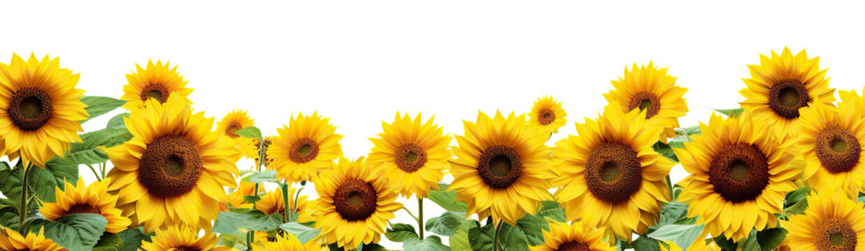 Picturesque sunflower field, cut out