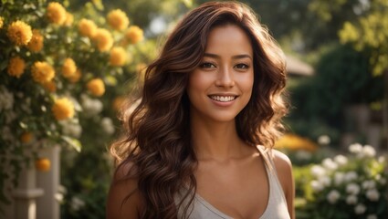 Naklejka premium Close-up portrait of yong woman casual portrait of Asian portrait woman