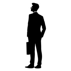 A Business Man looks up on the sky, vector silhouette