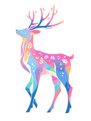Christmas deer flat vector illustration