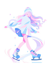 Obraz na płótnie Canvas Girl ice skating flat vector illustration