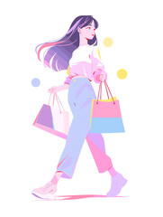 Woman with shopping bags vector illustration