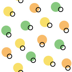 Doodle colorful circles seamless pattern. Y2k funny retro style backgrounds.