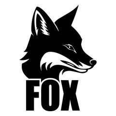Fox vector illustration black color, Fox Icon black color silhouette