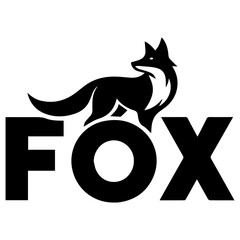 Fox vector illustration black color, Fox Icon black color silhouette