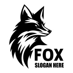 Fox vector illustration black color, Fox Icon black color silhouette