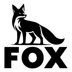 Fox vector illustration black color, Fox Icon black color silhouette