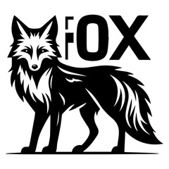 Fox vector illustration black color, Fox Icon black color silhouette