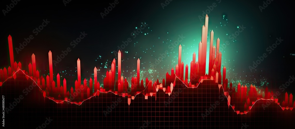 Poster modern stock market crash concept wallpaper depicting a descending red graph with alarming colors an