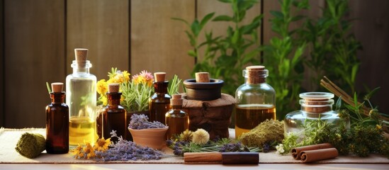 Natural medicines made from herbs Alternative medicine Copy space image Place for adding text or design