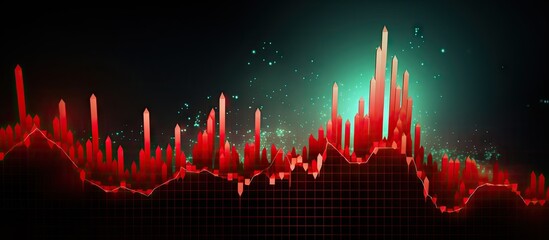 Modern stock market crash concept wallpaper depicting a descending red graph with alarming colors and design Copy space image Place for adding text or design - obrazy, fototapety, plakaty