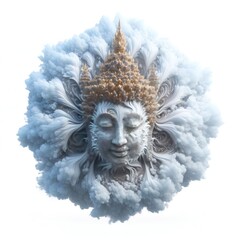 Buddha sitting in the clouds abstract style by Ai generated