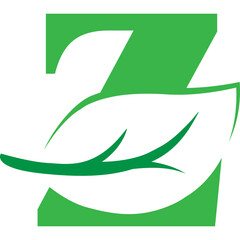 z Green leaves letter eco alphabet Icon