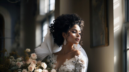 bride posing with white wedding gown portrait elegant luxurious dress bridal 