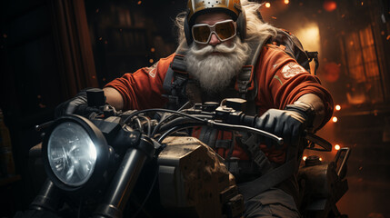 Fototapeta na wymiar Santa Claus on the bike