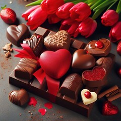 Valentine's Day background with chocolates