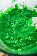 Green fudge with red hearts