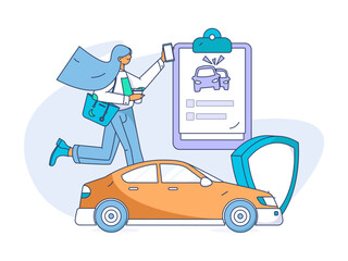 Buy insurance for car flat character vector concept operation illustration
