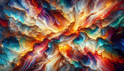 Natural geodes, this digital artwork showcases a stunning abstract landscape of crystalline mineral veins. 