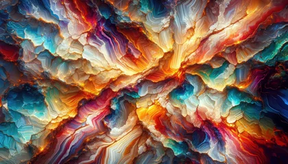 Poster Natural geodes, this digital artwork showcases a stunning abstract landscape of crystalline mineral veins.  © John