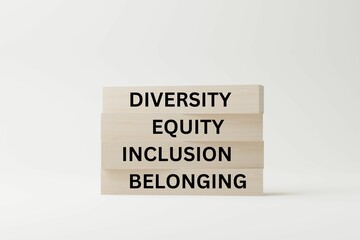 DEIB Diversity Equity Inclusion Belonging word. White background. Multicultural business and education. 3D rendering