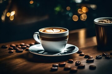 cup of coffee with beans