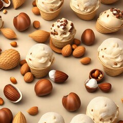 chocolate candies and nuts with simple backgrround