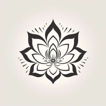 Minimalistic mandala design inspired by lotus blossom. Generative AI