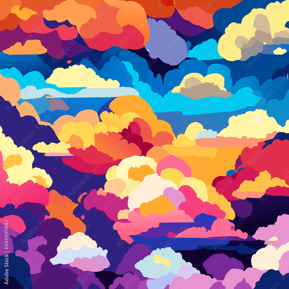 Poster seamless pattern with colorful clouds. illustration for your design