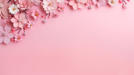 Fototapeta na wymiar Baby Pink Wallpaper With Flowers Background